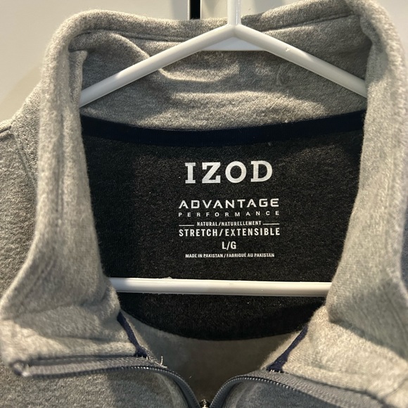 IZOD Advantage Sweater Mens Large Performance Natural Stretch Fit 1/4 Zip Gray - Picture 4 of 4